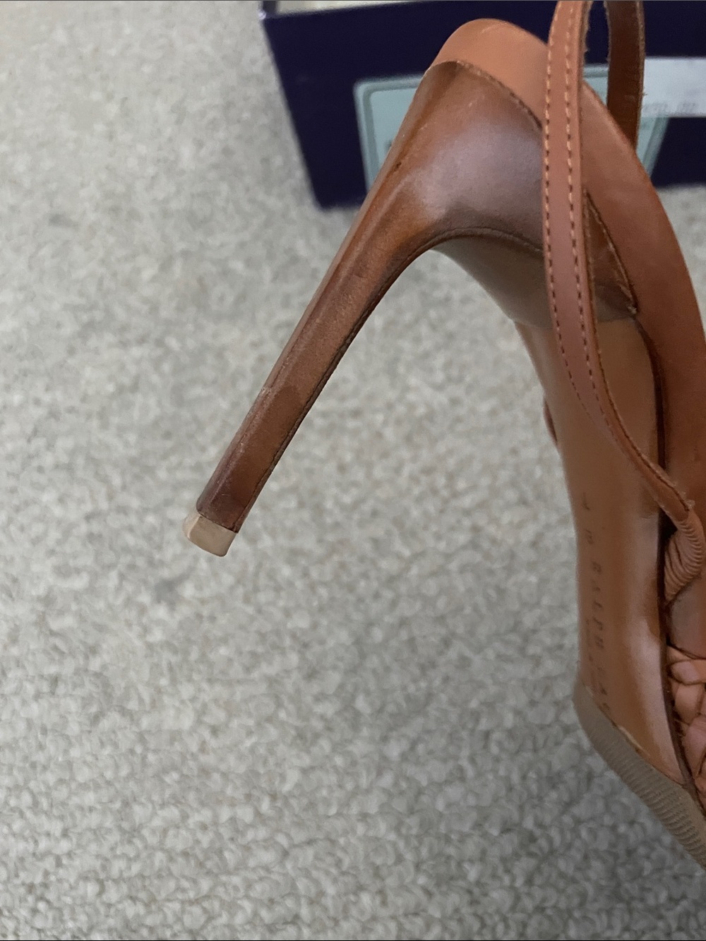 Ralph Lauren Woven Leather Slingback Sandals in Cognac - Picture 4 of 8